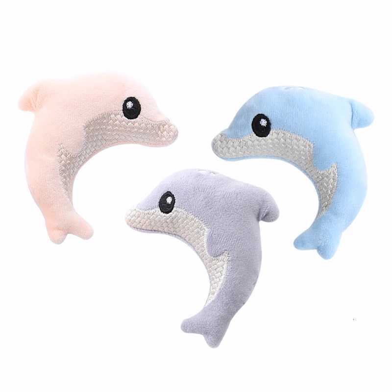 Pet cat toy Cute stuffed animal baby dolphin with catnip nibble toy X250918