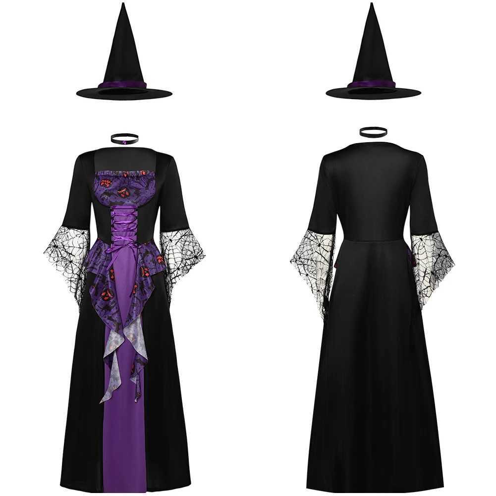 Women Fantasy Witch Cosplay Costume Adult Dress Hat Neckband Outfits Halloween Carnival Party Suit L250918