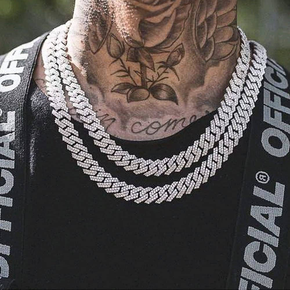 13mm Cuban Link Chain Iced Out Men Necklace 925 Silver Vvs Diamond Hiphop Moissanite Cuban Chain