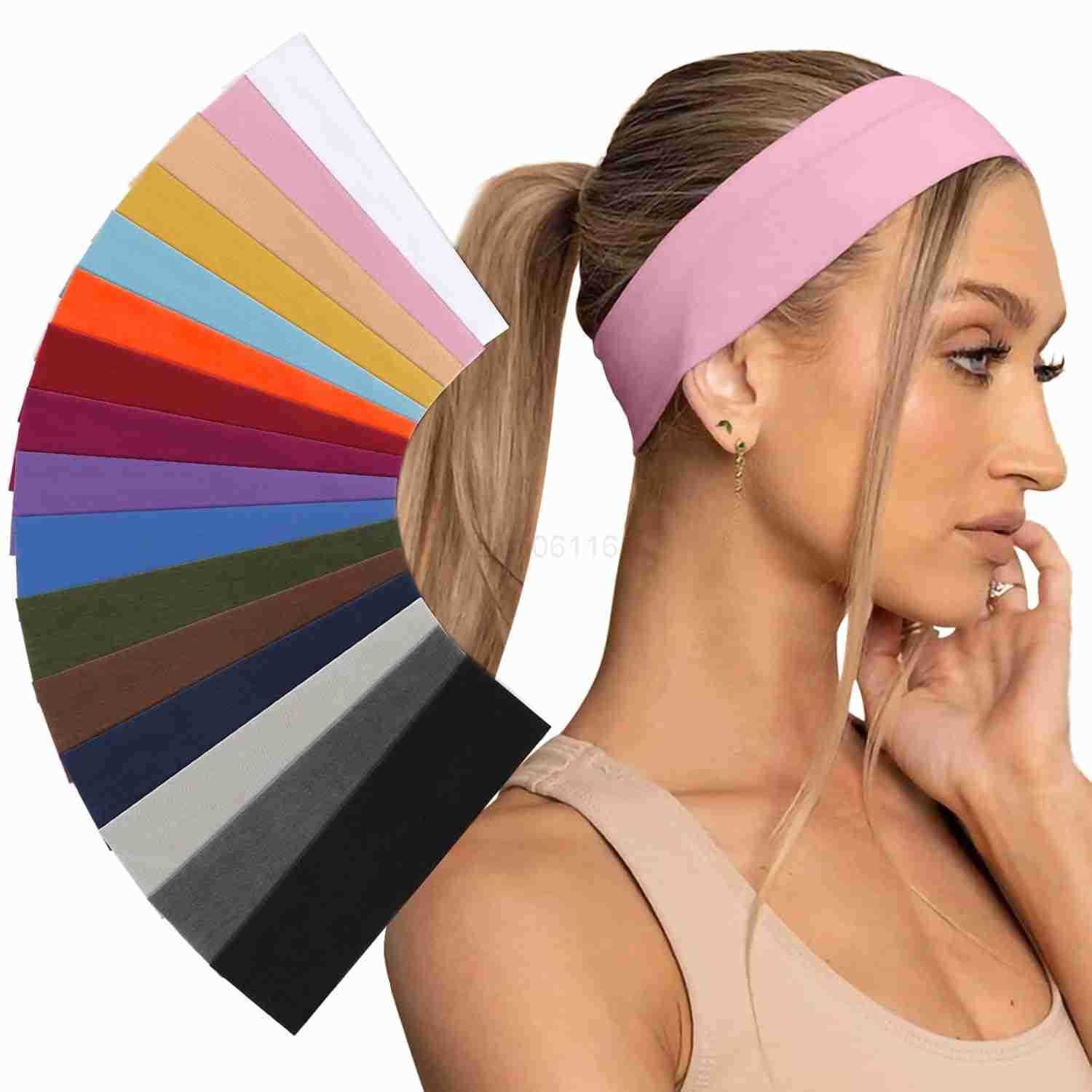 Sports Headbands for Women Non Slip Elastic Fashion Hair Bands for Womens Hair Soft Cloth Stretchy Hair Accessories for Exercise Workout Yoga Running 
