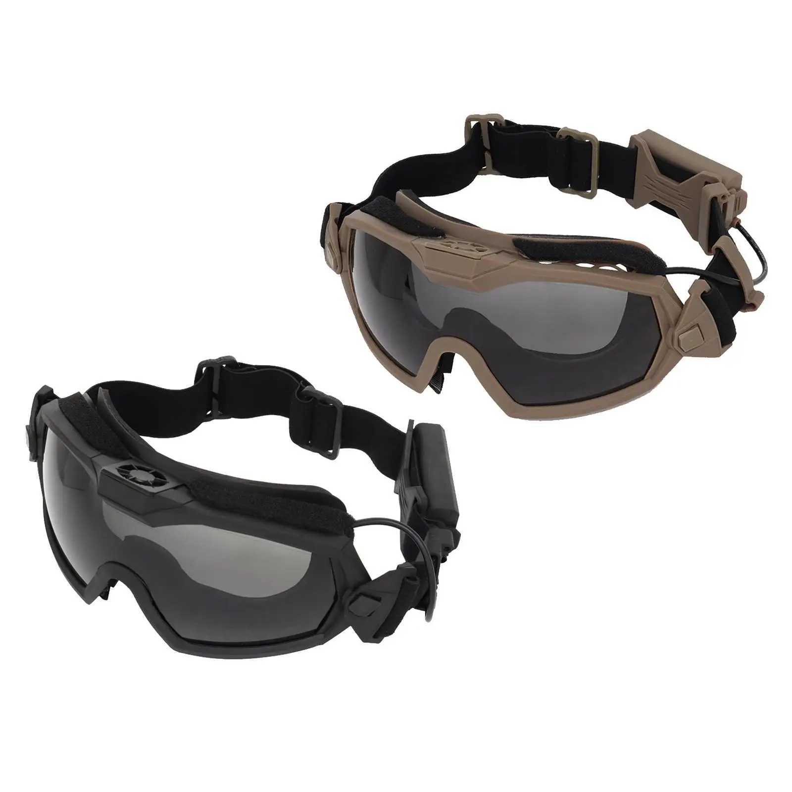 AntiImpact Goggles with Fan Tactical Safety Goggles AntiFog UV400 Glasses Eyewear with 2 Lens for Riding Shooting Hunting J250919