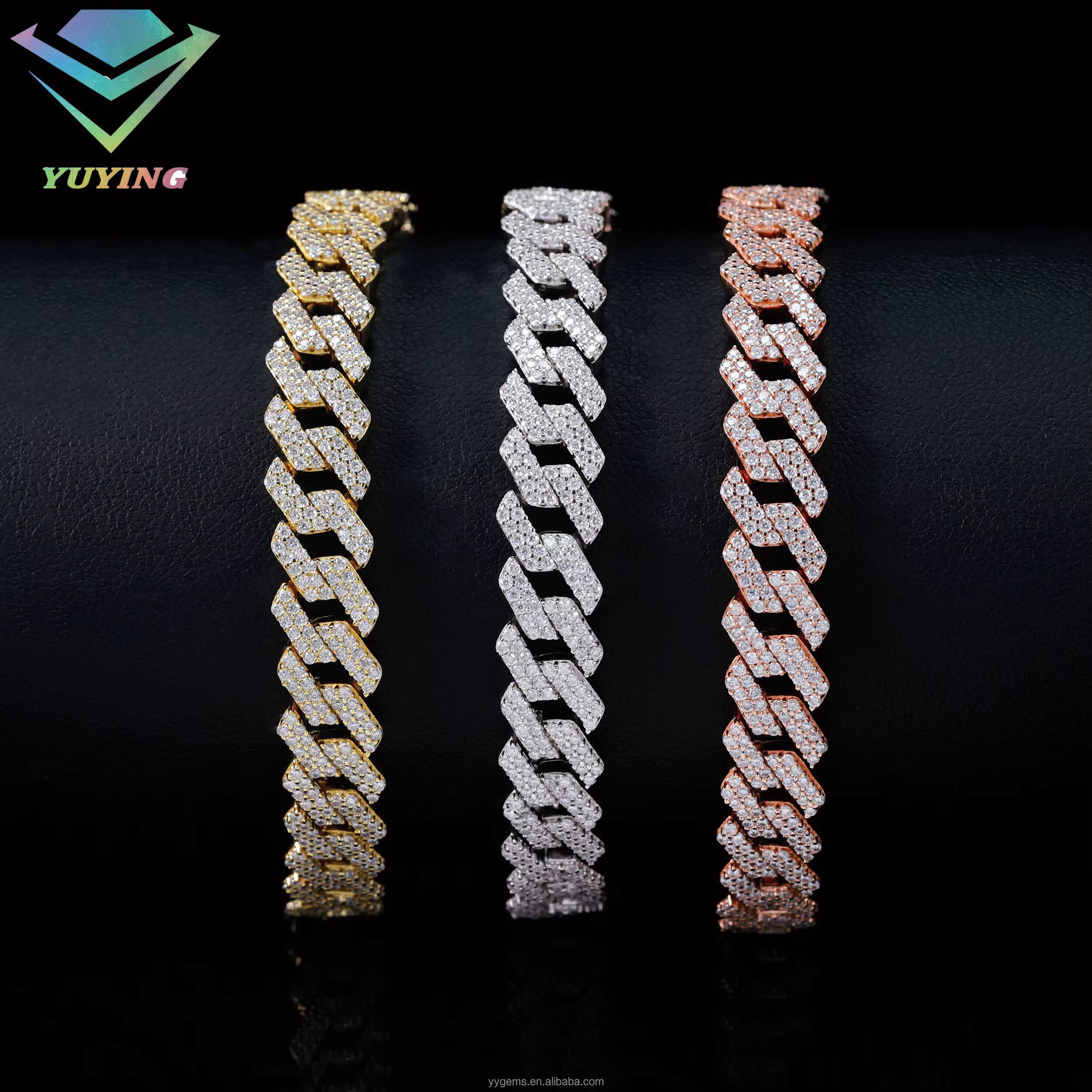 Wholesale 925 Sterling Silver Mens Womens Bangles 8mm 10mm Diamond Tester Gold Rhodium Moissanite Bracelet