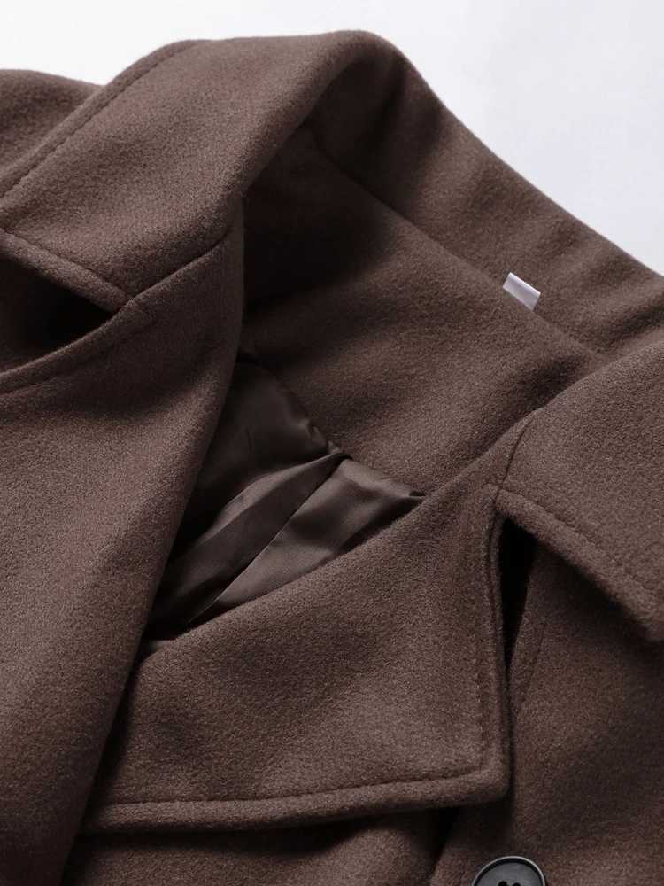 Solid Short Trench Coats For Women Lace Up Double Breasted Full Sleeves Jackets 2025 Autumn Winter Fashion High Streetwears Lady Z250918