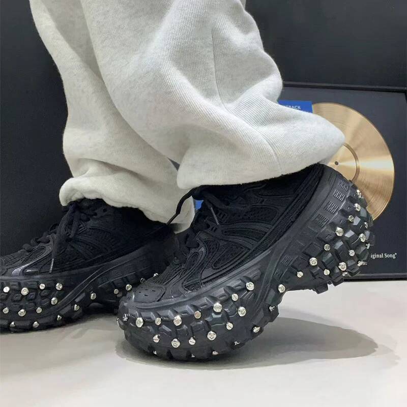 Fashion Brand Men's Or Women's Thick-soled 2025 Spring New Rivet Design Couple Sports Breathable Casual Shoes ddmymonkey