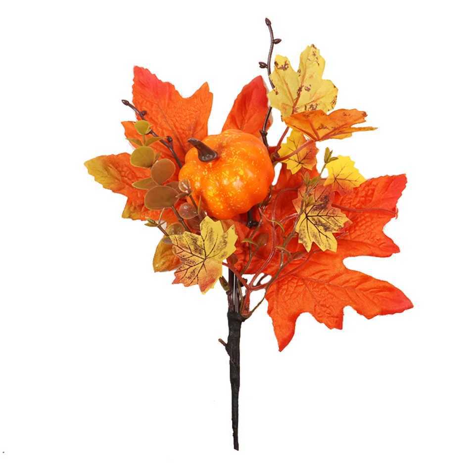 Autumn Thanksgiving Decor Maple Leaf Bunches Potted Plants Halloween Fall Decoration Artificial Greenery For Home Table Ornament C250919