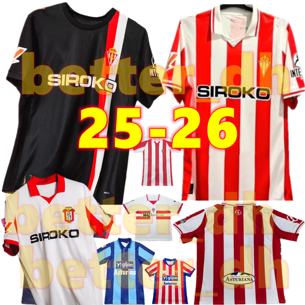 25 26 Sporting de Gijon Soccer Jerseys COTE CAICEDO P.GARCIA KRAVET SCAMPOS JUAN VILLAR DYEGO SOUSA J.BERROCAL 2025 2026 GijoN Men Kids de Football shirtss