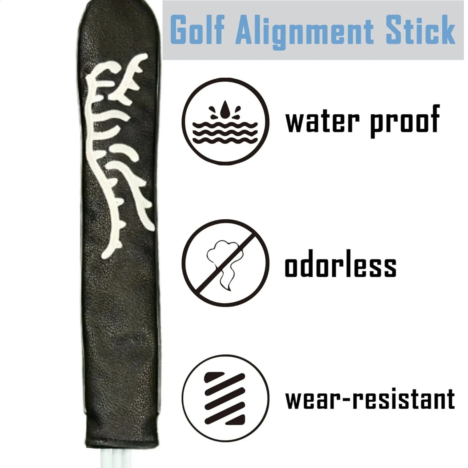 Tiger Leather Golf Alignment Stick Cover Golf Headcover for Alignment Stick Hold at Least 2 Sticks 250919