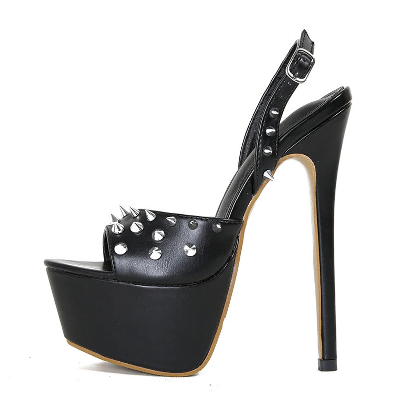 Liyke Fashion n Metal Rivet Back Buckle Strap Platform Sandal Wedding Banquet Shoe Sexy Peep Toe Stripper High Heels 250919