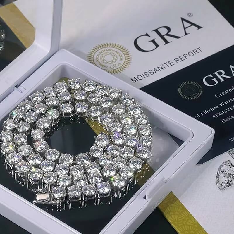 RINNTIN SMB High Quality Pass Diamond Tester Hip Hop 925 Sterling Silver 2mm 3mm 4mm 5mm Moissanite Tennis Chain Bracelet