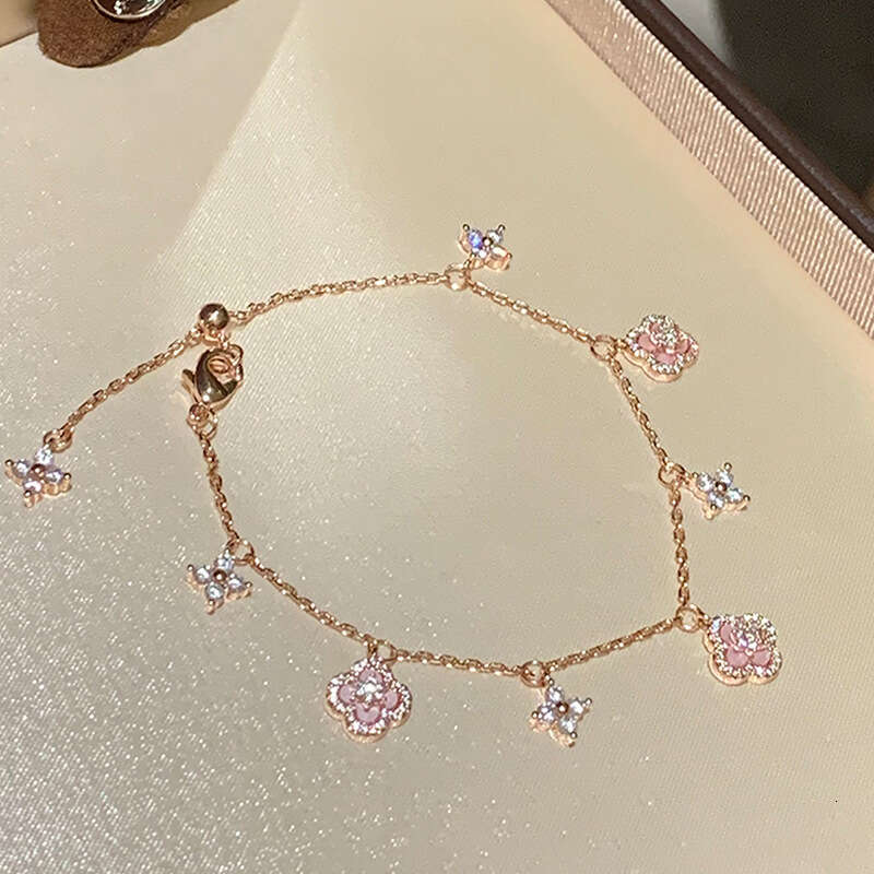 Zircon Four-Leaf Flower Korean Fashion Exquisite Bracelet Niche Light High-End Temperament Jewelry for Women