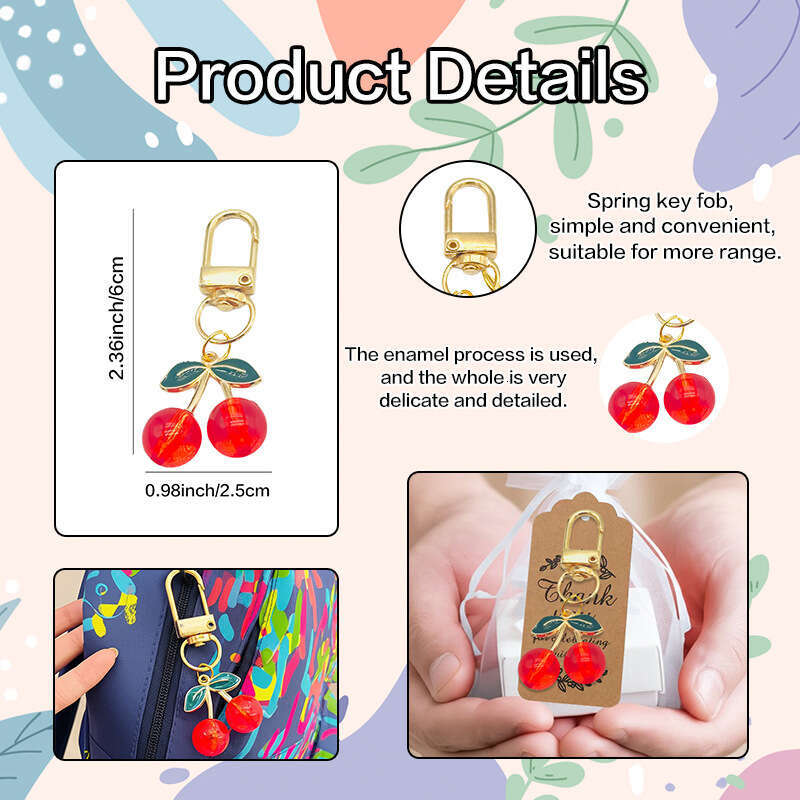 3D Alloy Cherry Red Oil Drop Accessories DIY Pendant Keychain Jewelry Hanging Material