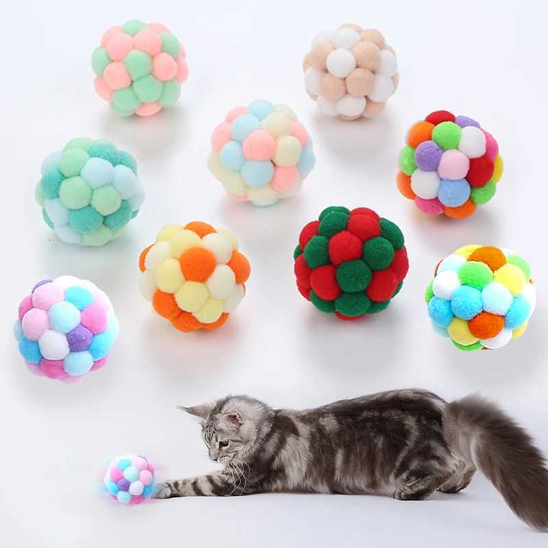 Cat toys Colorful handmade bell ball Elastic ball interactive chase pet supplies X250918