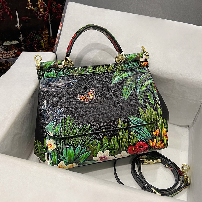 Mirror Quality Designer Handbag Sicily bag Women Designer Sicilian color printing Top Handle Flap Womens Bag Genuine Leather Cross Body Fashion Art 25cm