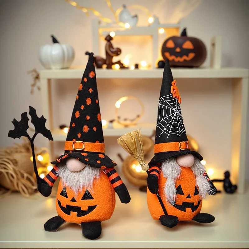 Halloween DecorationsHandmade Pumpkin Bat Ornaments Swedish Tomte Nordic Plush Elf Doll Nisse Adorable C250919