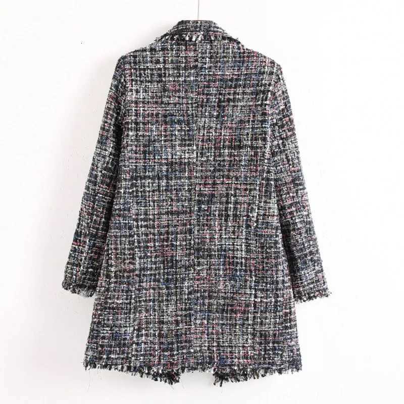 Womens pearl button tassel tweed jacket 2024 new spring and autumn season small fragrance style mid length top Z250918