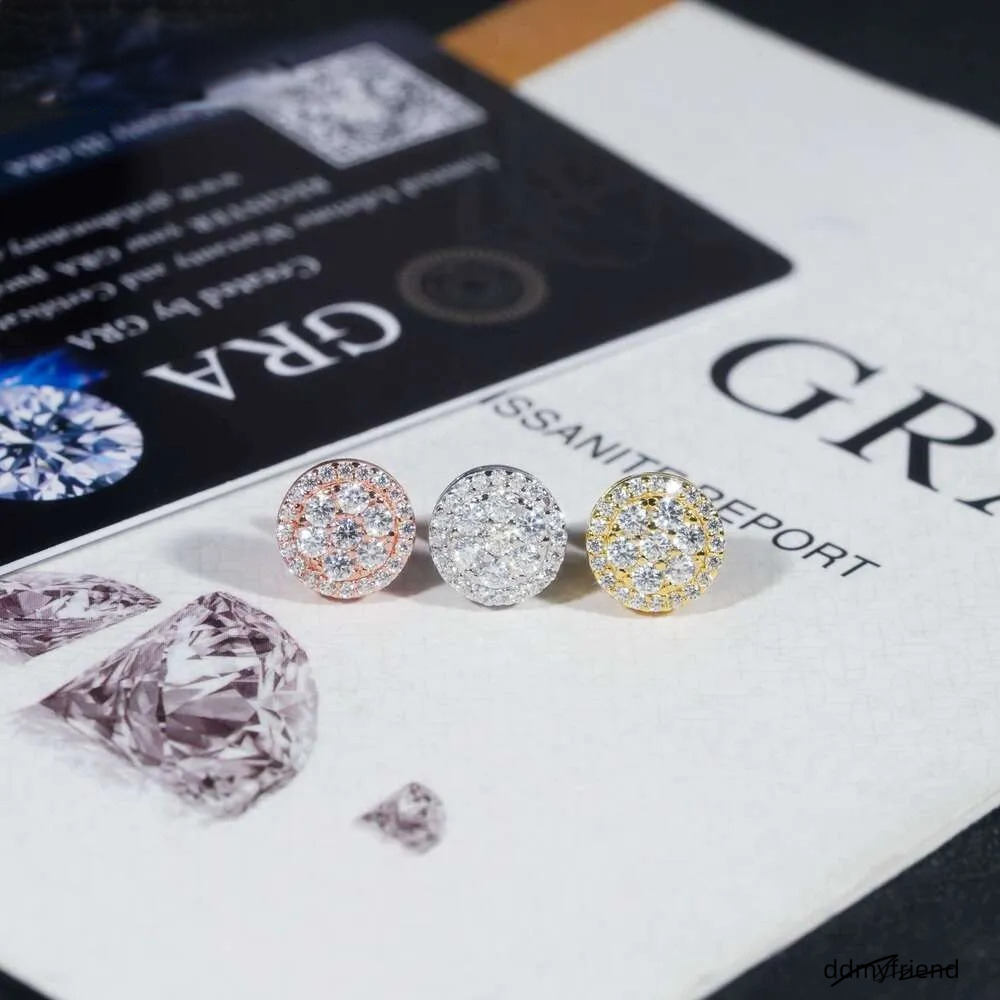 Gra Certificate Pass Dia Tester Iced Out Hip Hop Popular Sterg Sier VVS Moissanite Stud Earrings ddmyfriend