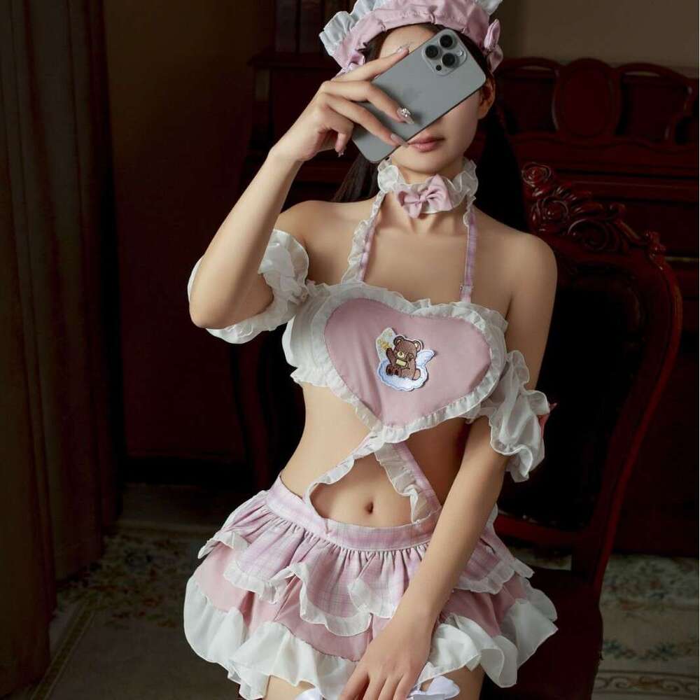 Sexy Playful Costume Set, Cute and Alluring Pure Desire One-Piece Skirt with Exposed Hips, Apron Maid 480