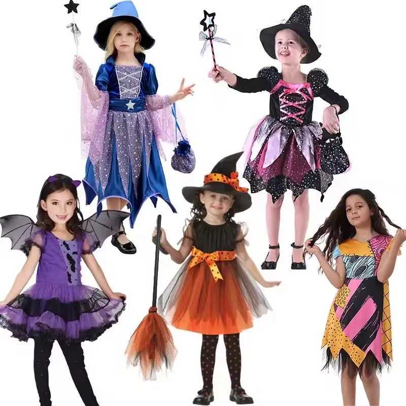 Baby Girls Halloween Witch Costume Children Cosplay Vampire Dresses Kids Dress Up Clothes With Hat Carnival Party Gift L250918