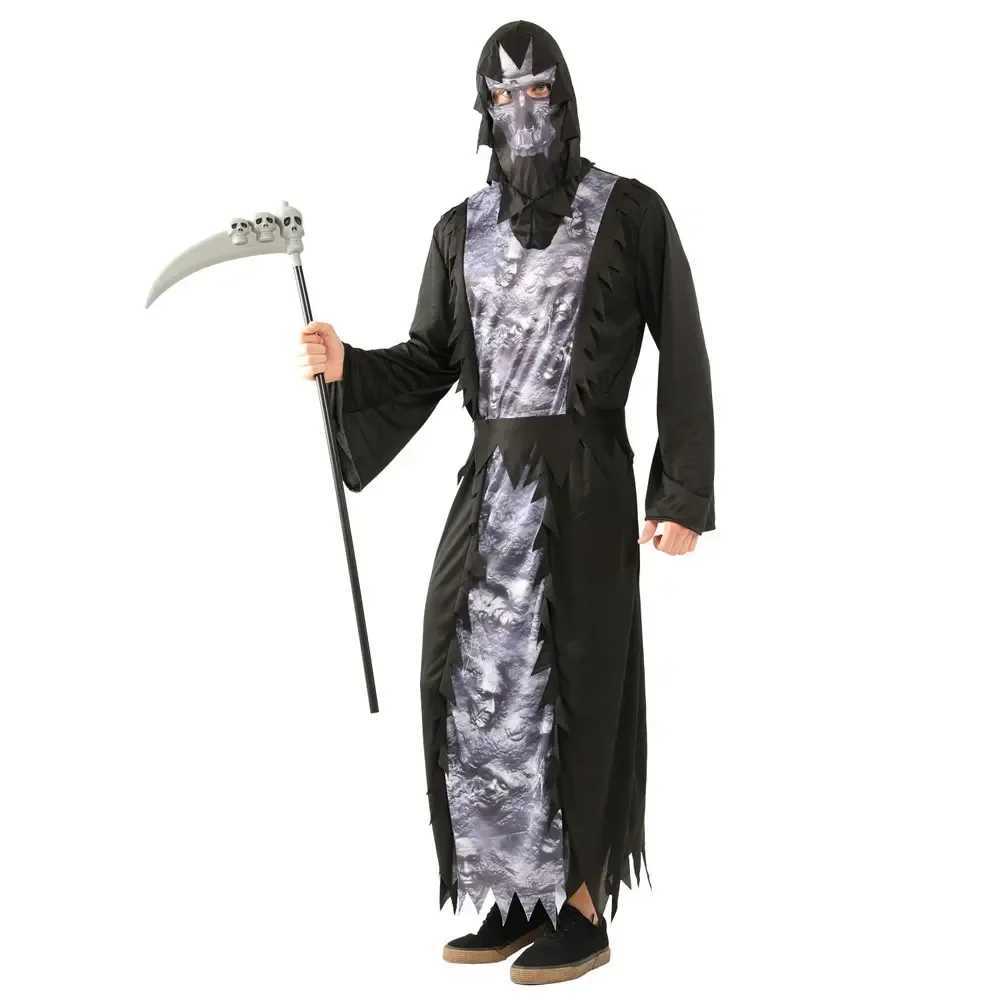 Adult Demon Costume Scary Monster Azrael Death Grim Reaper Halloween Costumes for Men L250918