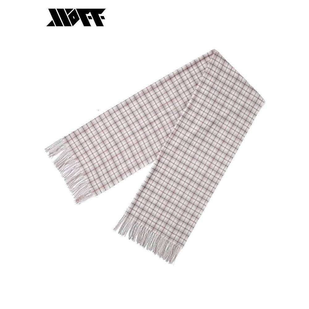 XXOFF Artistic Fresh Apricot Brown Plaid Reversible Tassel Scarf Unisex