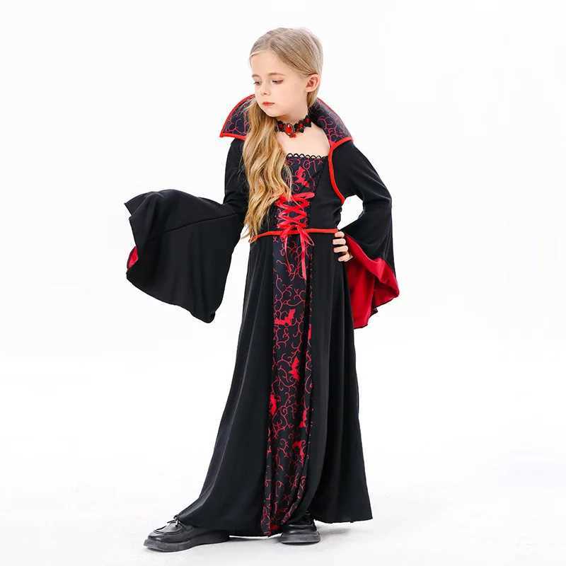 Scary Vampire Costume for Girls Halloween Costume Medieval Queen Carnival Dress Up Party Mujer Childrens Performance Clothing L250918