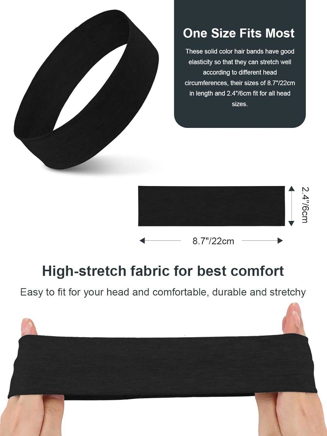 Sports Headbands for Women Non Slip Elastic Fashion Hair Bands for Womens Hair Soft Cloth Stretchy Hair Accessories for Exercise Workout Yoga Running 