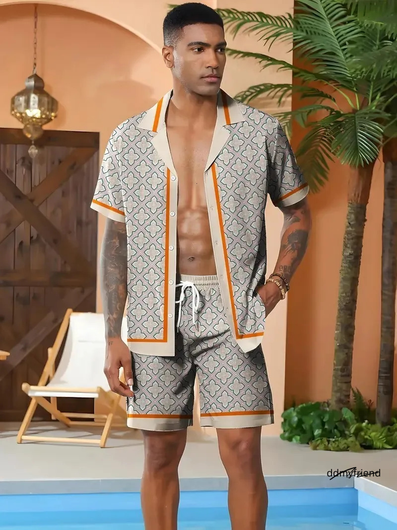 Lanjia- Hawaiian Shirt American Pattern Mens Independence Day Set Suitable For Summer Parties 3D Digital Print 250710 Ce5f4 ddmyfriend