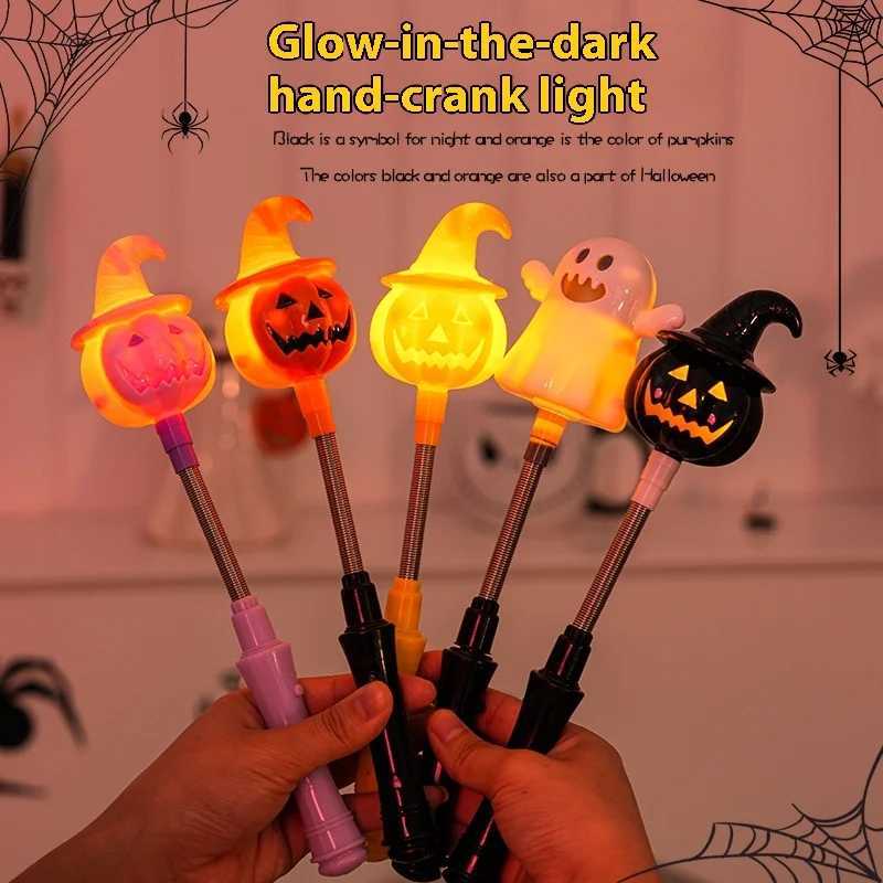 Glowing Pumpkin Lantern Handheld Stick Halloween Decoration Children Props Small Gift Light Up Festive Party Supplies C250919