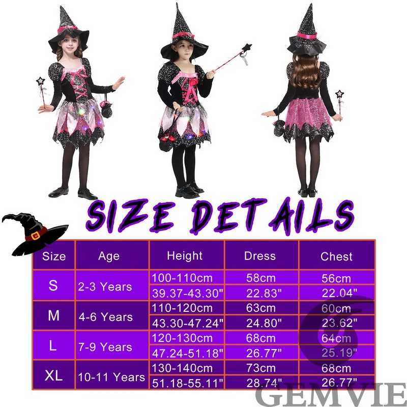 Children Girls LED Light Witch Cosplay Costume Kids Halloween Masquerade Carnival Party DressNot Include Battery L250918