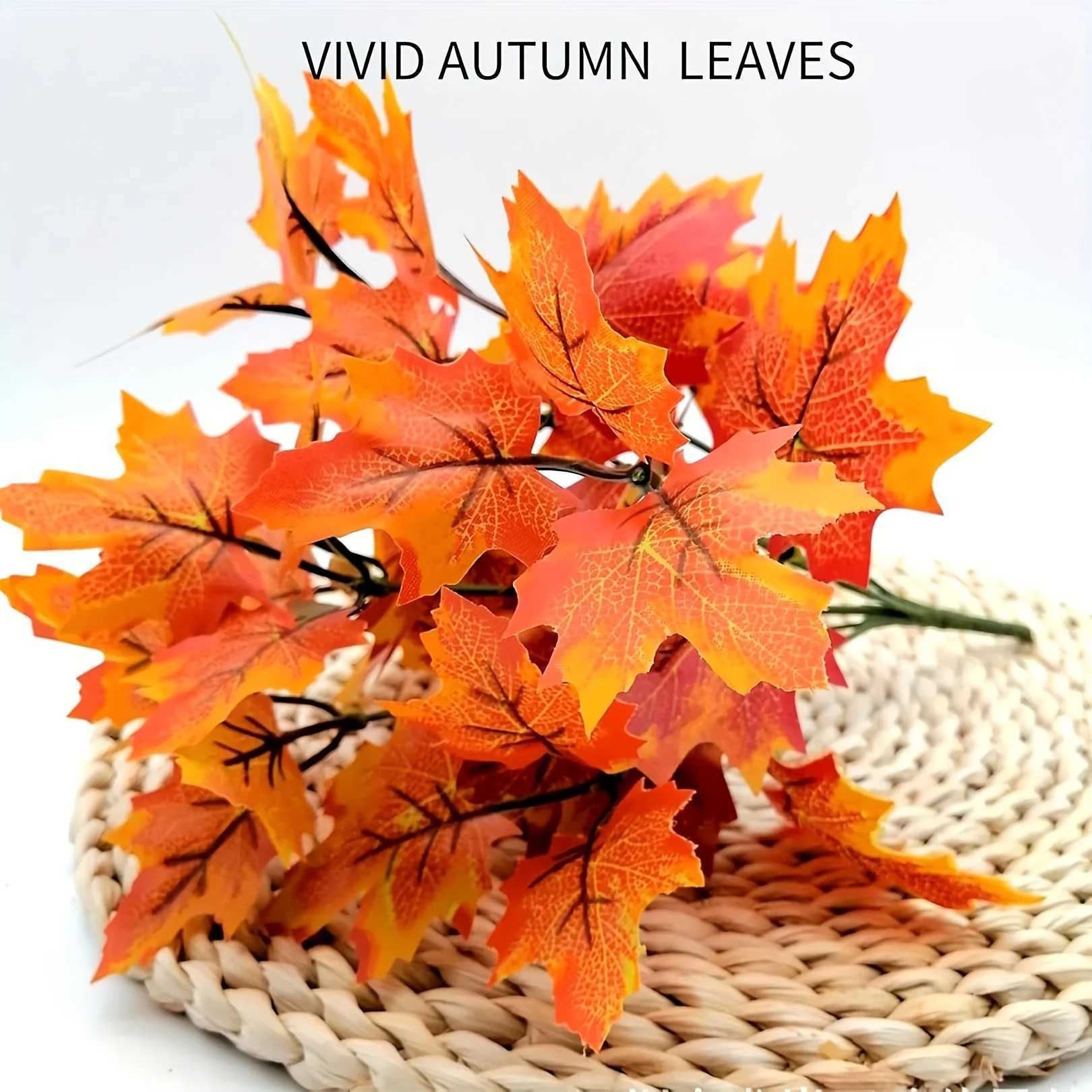 2pcs Artificial Flowers Maple Leaves Realistic Plastic Autumn Decor Vibrant Christmas Halloween Hues Home Decor in Living Rooms C250919