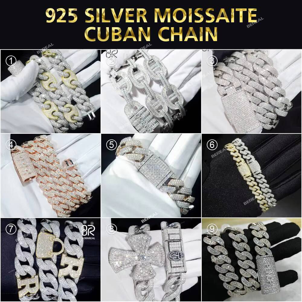 Hot Selling Gold Plated Miami 6mm Silver Necklace Wholesale 14mm Moissanite Cuban Link Chain