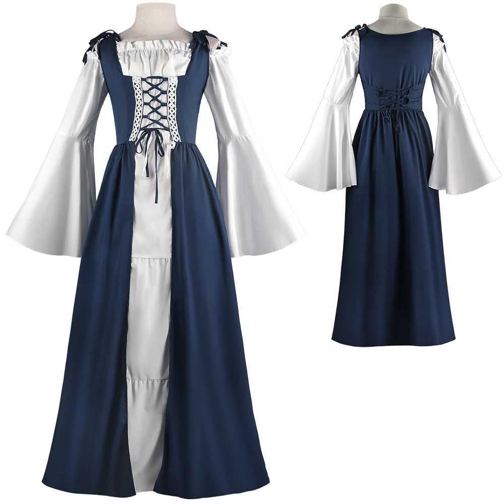 Vintage Court Dress Cosplay Square neckline tied waistband medieval retro dress Halloween Woman Gothic Dress L250918