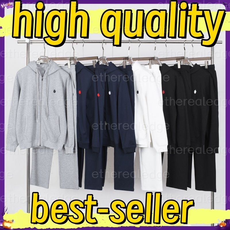 Men Polo Tracksuit Set Zip Up Hoodie Men Polo Hoody Designer Pullover Cotton Horse Long Sleeve Polo Hoodie Woman Sweater Grey Hoodie Designer Joggers Men Sweatsuit01