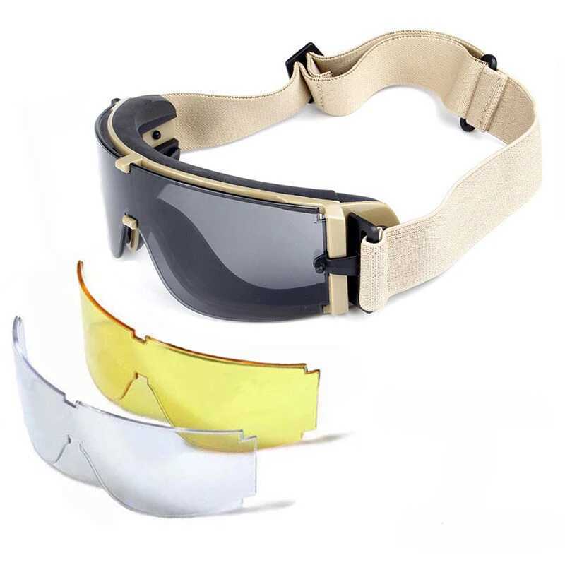 X800 Outdoor Hunting Military Airgun Tactical Goggles Shooting Glasses Motorcycle Windproof War Game 3 Lens J250919