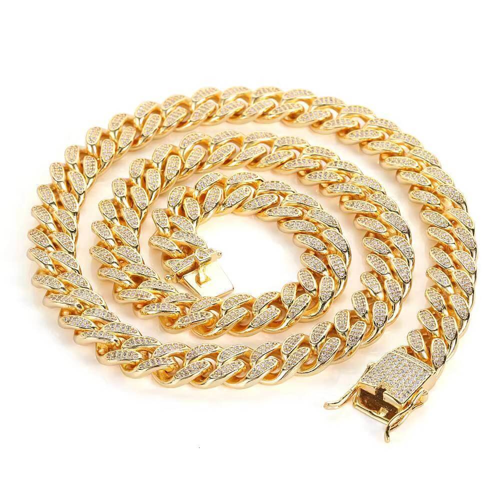 Wholesale Hip Hop Jewelry Cuban Chains White Gold Plated Cuban Link Chain Iced Out Cuban Chain Necklace