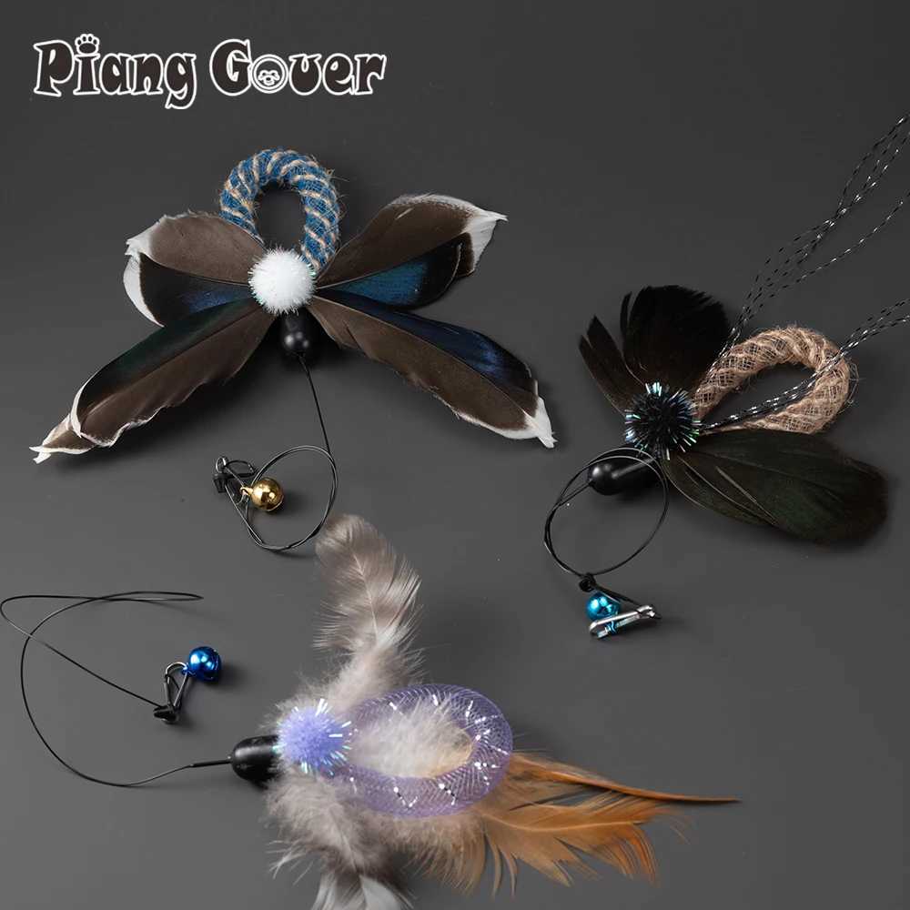 6pcs Feather Insects Cat Wand Replace Accessories Cat Stick Teaser Pet Toy X250918