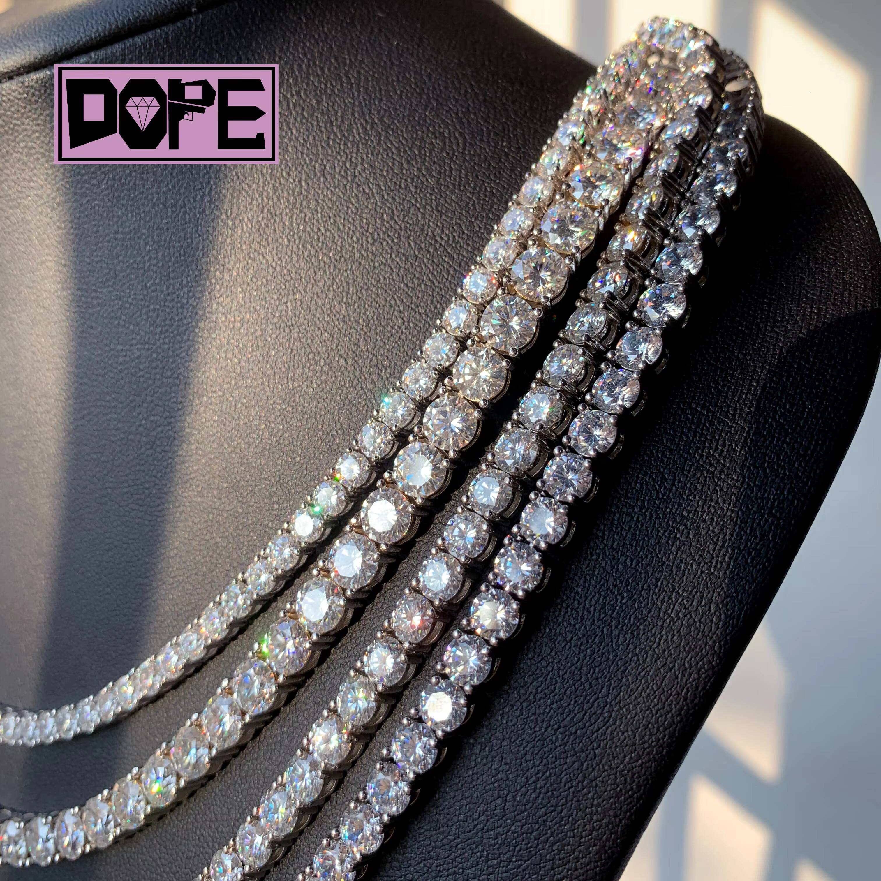 3mm Tennis Necklace Vvs Moissanite Chain 925 Sterling Silver Iced Out Hip Hop Moissanite Tennis Chain