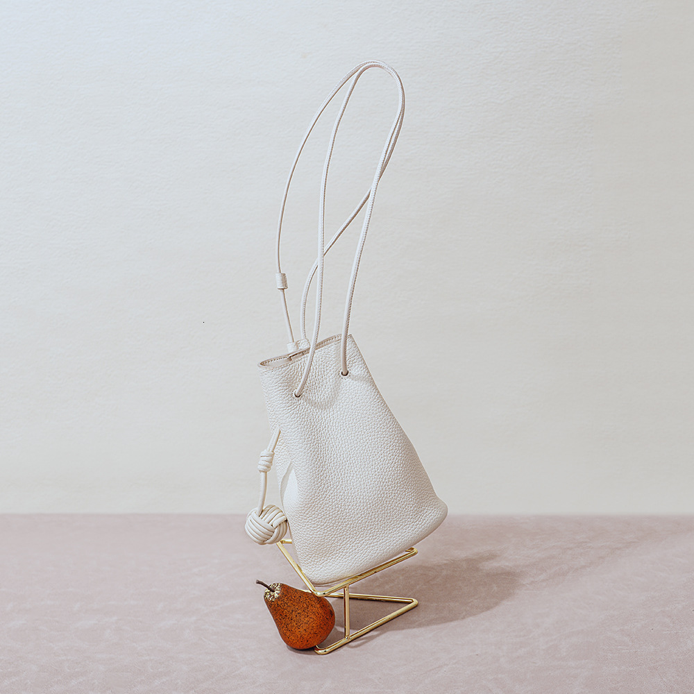 Pulling rope bucket bag 2025 new genuine leather women's bag designer shoulder bag
