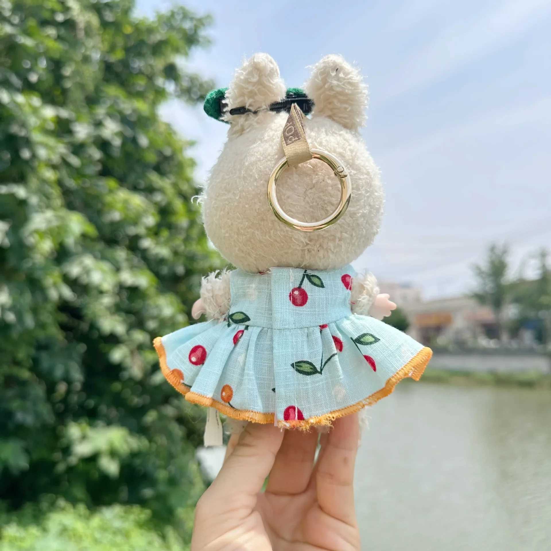 Only Clothes Labubu 17cm Clothes Outfit Accessories For The Monsters Dolls Clothing Kids Gift Cherry Skirt Set FM06D C250919