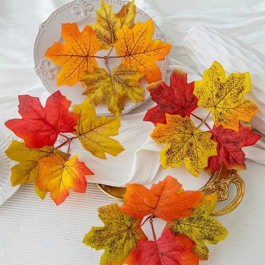 Artificial Plants Flowers Silk Maple Leaves Halloween Christmas Decoration Garland Home Room Table Yard Garden Wedding Scrapbook C250919