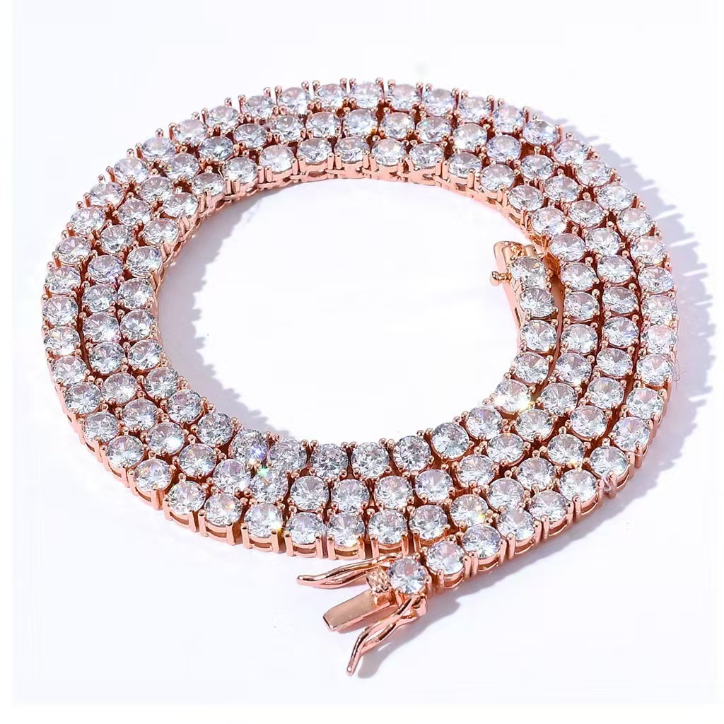Wholesale Price S Sier GRA Dia Moissanite Tennis Chain Necklace 2MM to 6MM Sizes Available