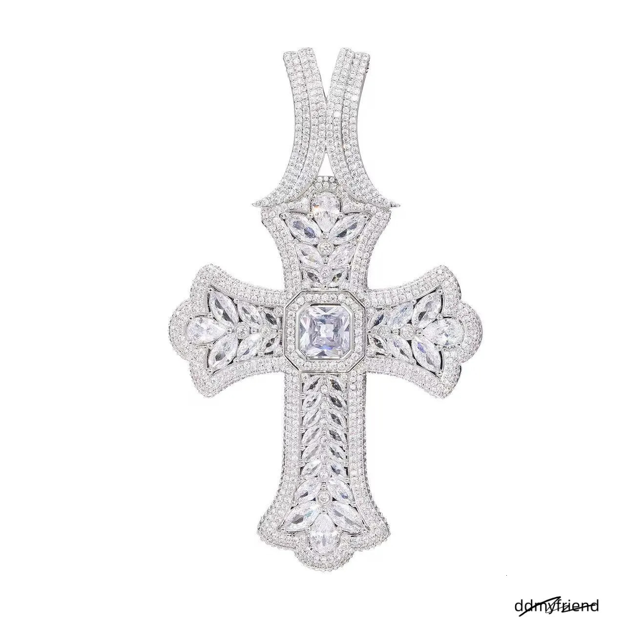 Designer Jewelry S Sier Mosonite Necklace Cross Pendant Cuban Link Chain With Seconds Over Tester Iced Out Vvs Moissanite Dia ddmyfriend