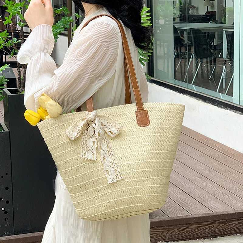 2025 Beach Vacation Leisure Handheld Bag Shopping Bag Straw Woven Bag Lace Decoration Hawaii Summer Hot Sale Z250915