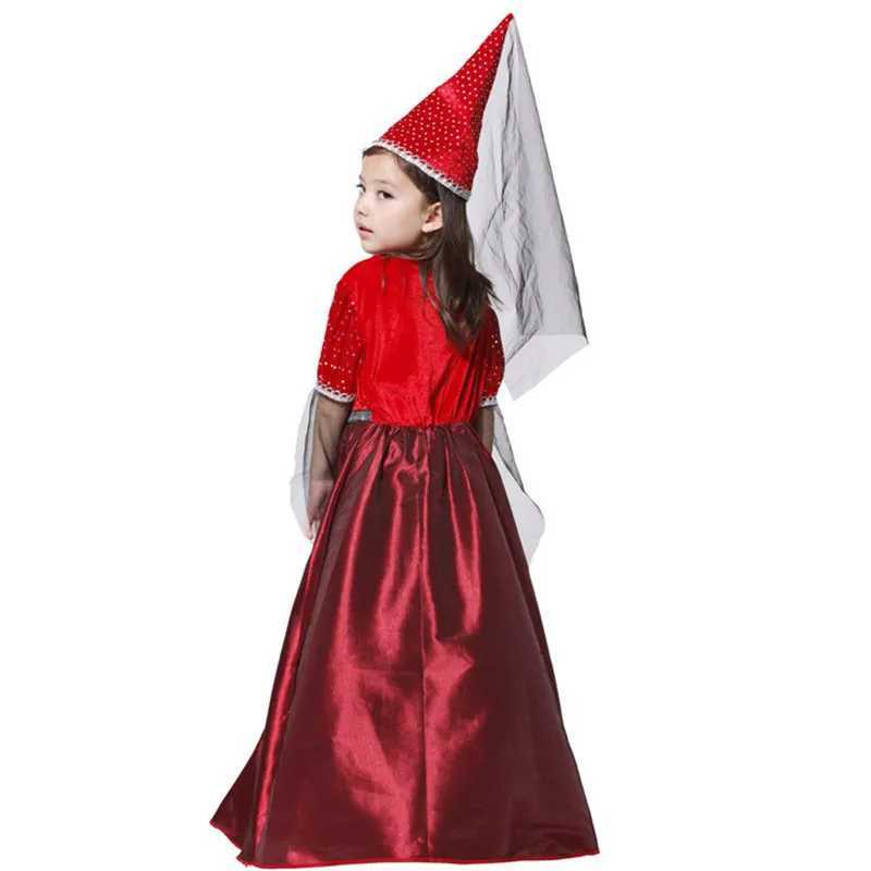 Red MXL Kids Girls Witch Cosplay Childrens Halloween Magician Sorceress Costumes Carnival Purim Parade Stage Performance Dress L250918