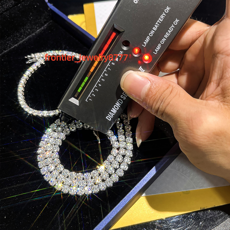 RINNTIN SMB High Quality Pass Diamond Tester Hip Hop 925 Sterling Silver 2mm 3mm 4mm 5mm Moissanite Tennis Chain Bracelet