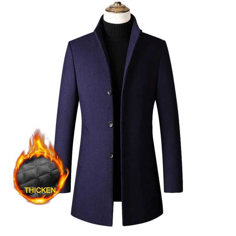 Winter Jacket Men Wool Coat Oversized Solid Stand Collar Thicken Business Casual Overcoat Mens Clothing Woolen Pea Coat A2F9002 X250919 - view 5