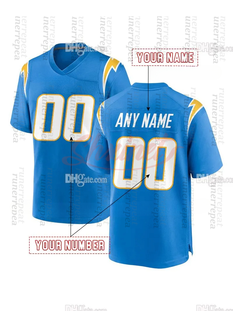 2025 Alternate football jerseys Ladd 15 McConkey Justin Herbert Derwin James Jr. Quentin Johnston Joe Alt White Yellow Blue Navy