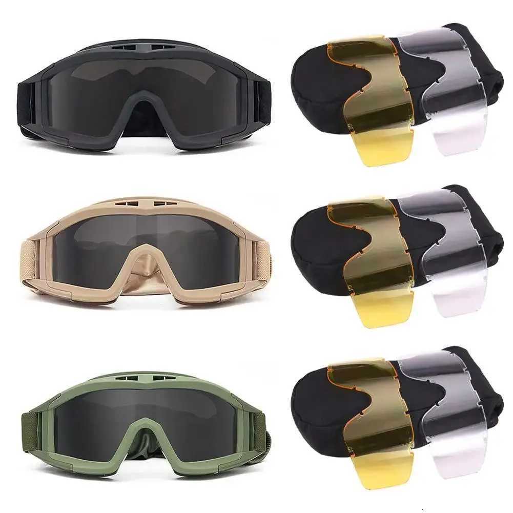 Tactical Goggs Mountaineering Shooting Sunglasses Windproof Sand Control Motocross CS Glasses 3 nses Replaceab Motorcyc Y250919