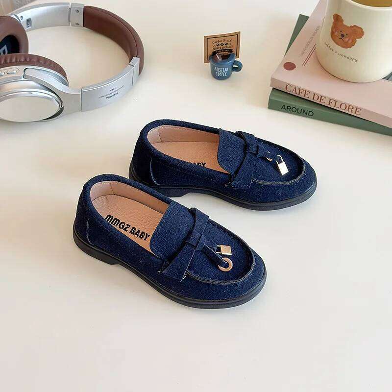 Simple New Foreign Style Middle-aged Children's PU Leather Shoes Spring Autumn Baby Casual School Student Loafer