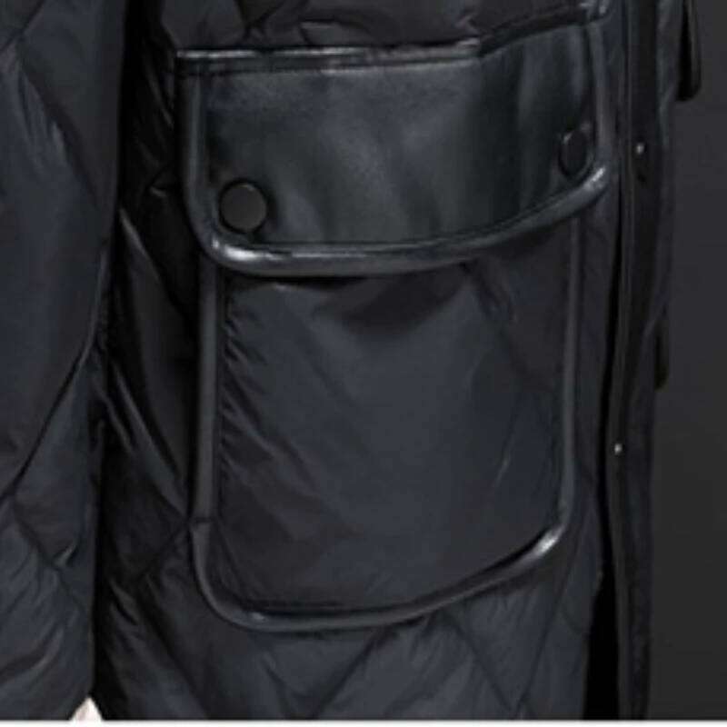 Minglu White Duck Down Mid Length Men's Jackets Autumn Winter Pu Leather Single Breasted Male Coats Fashion Man Overcoats